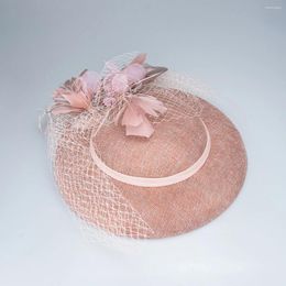 Berets Hat European American Wide Brim Top Jazz Caps Women Men Pink Wedding 56-58-61CM