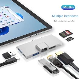 Hubs For Microsoft Surface Pro 8 9 X TypeC Hub Docking Station with 4K HDMICompatible RJ45 USB 3.0 Card Reader HUB Converter