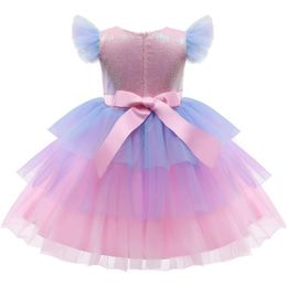 Summer new girls' Princess dress Mesh sequin dress Children's show runway dress Pompadour dress