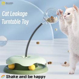 Toys Pet Cat Toys Food Leaking Ball Turntable Slow Feeder 360 ° Rotation Smooth Round Fun Gameplay Shake be happy Relieves Boredom