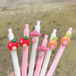 Pcs/lot Cute 0.5mm Gel Pen Kawaii Strawberry Mushroom Pineapple Press Neutral Signature School Writing Supplies