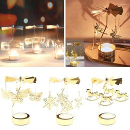 Candle Holders Metal Rotary Holder Rotating Dinner Party Wedding Christmas Stand Home Decoration