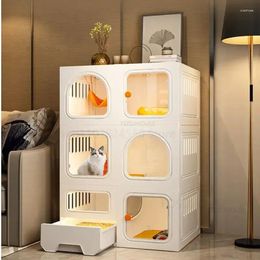 Cat Carriers Home Cages Litter Box Integrated Transparent Villa Indoor Fence Cabinet With Closed Toilet