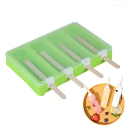 Baking Moulds Homemade Ice Cream Mould 4-Cavity Maker DIY Popsicle Easy Release Freezer Moulds For