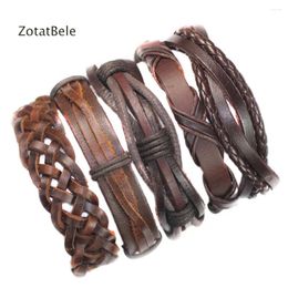 Charm Bracelets Fashion 5pcs/set Wrap Woven Handmade Men Women Leather Bracelet Bangle Wholesale Jewellery Gift F9