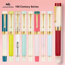 Pens Jinhao 100 Fountain Pen EF/F Extra Fine Nib Transparent Colour Resin Luxury Elegant Pen Office School Writing Supplies Stationery