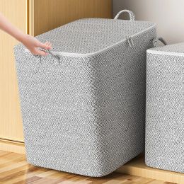 Bags Quilt Bins Container Fabric Storage Bags With Lids Houndstooth Clothes Organizers With Handle Closet Wardrobe Space Saving Bag