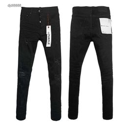 Purple Brand American High Street Black Jeans Are Versatile for Men Women with Straight Legs Basic Holes Slim and Long Pants