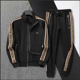 Designer men tracksuit sweater Fashion Jackets Mens Tracksuits Sets Colourful Plaid Men Casual Zipper Set Autumn Tops Pants Male Sweatshirt Pocket