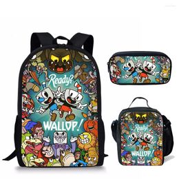 Backpack Game Cup Head Schoolbag Travel Lunch Bag Pencil Case Gift For Kids Students