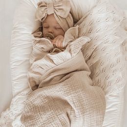 INS Ruffled Muslin Baby Swaddle Blankets for Born Infant Bedding Organic Accessories born Receive Blanket Cotton 240417