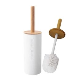 Brushes Bamboo Toilet Brush Set Floor Standing Plastic Toilet Bowl Brush for Bathroom Long Handle Toilet Cleaner Brush with Holder