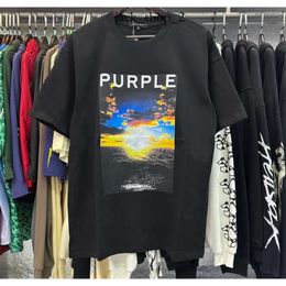 Purple Brand T Shirt Men Women Inset Crewneck Collar Regular Fit Cotton Print Tops US S-xl More Color 978