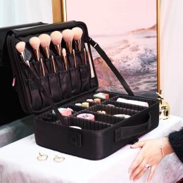 Cases MultiFunctional Makeup Case Large Organiser Professional Detachable MultiLayer Portable Waterproof Cosmetic Organiser Storage