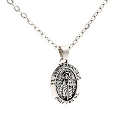 MIC 12PCS Antiqued Silver Alloy ST JUDE THADDEUS Charms Pendant necklace Clavicle chain c111354398