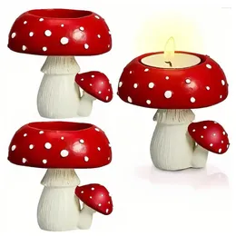 Candle Holders Resin Holder Mushroom Set With Tea Scented Candles Candlestick Decor For Room Bathroom Desktop