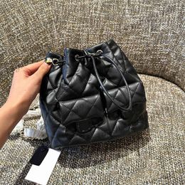 Luxury Brand Vintage Black Classic Quilted 23B Drawstring Bucket Backpack Bags Multi Pochette Diamond Lattice Large Capacity Black Designer Purse 22x23cm