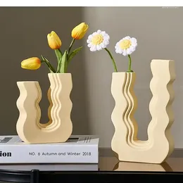 Vases Flower Wavy Tabletop Vase Living Room Accessories Minimalist Decoration Ceramic Home Arrangement Modern