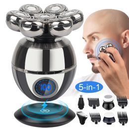 Shavers 5 in 1 Electric Shaver for Men Beard Trimmer 7D Floating Cutter Head Base Charging Razors Skull Shaver Waterproof Beard Clipper