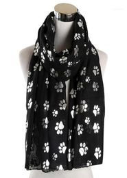 Scarves 2021 Fashion Cat Dog Print Scarf Women Foil Sliver Bronzing Black Beach Wraps For Ladies Shiny Glitter Stole Shawl12458309
