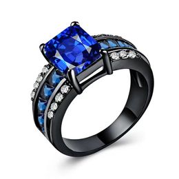 Fashion exquisite black gold diamond set purple zircon lady love ring anniversary ring gift