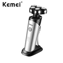 Shavers Kemei Rechargeable 5 Blade Shaver Electric Rotary Razor Bald Head Intelligent Wet Dry Men Beard Shaving Trimmer Washable KM6039