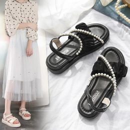 Casual Shoes Summer Fairy Style Thick Sole Sandals Women's French Fashion Pearl Small Fragrant Beach Slippers