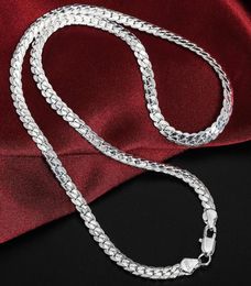 925 Sterling Silver Chain Necklace 5mm Full Sideways Cuban Link Necklace for Woman Men Fashion Wedding Engagement Jewelry4488352