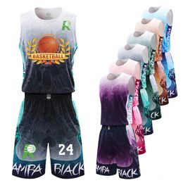 4XS-7XL Oversized Basketball Jersey for Men Kids in 2 Piece Shirt Shorts Sportswear Male Children Basketball Uniform 240418