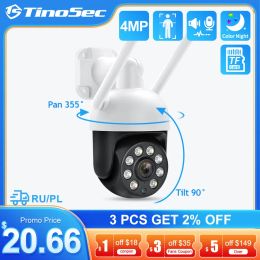 Control TinoSec HD 4MP PTZ WiFi IP Camera Outdoor Speed Dome Wireless Camera Smart AI Human Detected Auto Tracking Twoway Audio Record