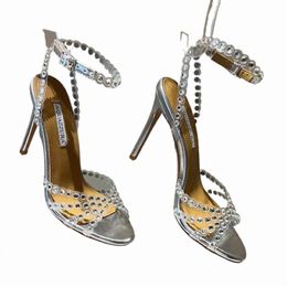 new Seas Aquazzura Shoes Tequila Sandals 105 Sparkling Party Italy Clear Pvc Dr Shoes women Heels crysta buckle strap 100% leather sole sand d2im#