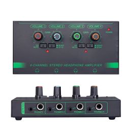 Amplifier 4/6 Channels Mini Portable Earphone Splitter Volume Control Ultra LowNoise Audio Mixer 6.35/3.5mm Input for Stage and Studios