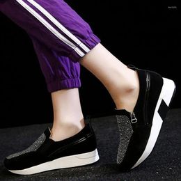 Fitness Shoes Women Casual 2024 Fashion Wedge Flat Zipper Lace Up Comfortable Ladies Sneakers Female Vulcanised Mujer