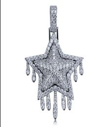 Iced Out Drip Star Pendant Necklace Chain Rope Chain Cubic Zircon Charms Hip Hop Men Jewelry8425672