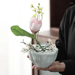 Vases Ceramic Vase Dining Table Decorations Wedding Lotus Shaped Home Living Room Small