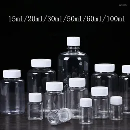 Storage Bottles 30PCS 15ml/20ml/30ml/100ml Plastic PET Clear Empty Seal Solid Powder Vial Container Reagent Packing Bottle