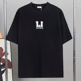 レディースメンズTシャツのシャツとドットファッションTシャツの刺繍文字付きドットファッションTシャツ夏半袖トップスティーウーマンS-XL