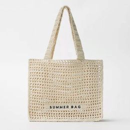Shoulder Bags Fashion Hollow Crochet Tote Handbags Luxury Designer Woven Beach For Women Summer Travel Shopper Purses Large Bag