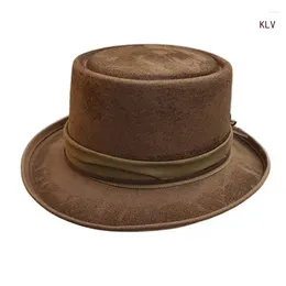 Berets Distress Wool Hat For Masquerades Party Gentleman With Roll Brims Adult Carnivals Costume Stage Headwear