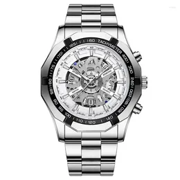 Wristwatches UTHAI Men's Watch Light Luxury Business Hollow Glow Pointer Waterproof Stainless Steel Metal Strap Quartz H169