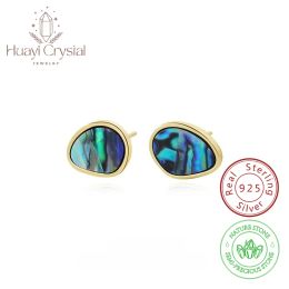 Earrings 925 sterling silver vintage abalone shell stud earrings for women niche normcore bag dropshaped turquoise earrings