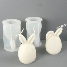 Ceramics 3D Cute Rabbit Silicone Candle Mold DIY Easter Ornament Round Egg Rabbit Craft Gift Making Soap Plaster Resin Molds Home Decor