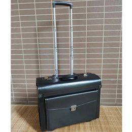 Carry-Ons Carrylove 18" Inch Black Brown Retro Pilot Hand Luggage Lawyer Spinner Cabin Carry On Trolley Travel Bag For Business