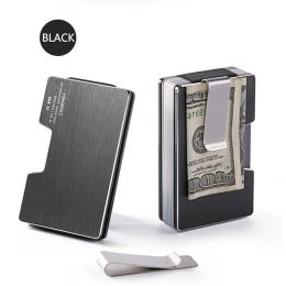Wallets DIENQI Rfid Anti Metal Card Holder Men Wallet Money Bag Black Slim Male Mini Smart Magic Minimalist Pocsafe Wallet Aluminium 2021