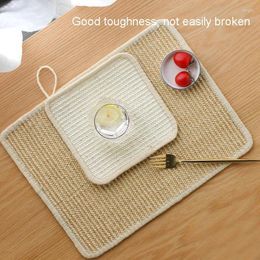 Table Mats 1PC Padding Heat Insulation Mat Pot Holder Placemat Pad Knitting Square Coasters Hanging Cotton Linen Hand-made