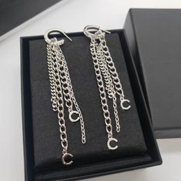 2022 Top quality Charm drop earring with tassel design in platinum Colour plated for wedding Jewellery gift have box stamp PS7716194U