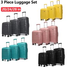 Carry-Ons 3PCS Luggage Set Family Travel Suitcase Set PP Luggag Set With Spinner wheel 20/24/28 Inch Luggage Set