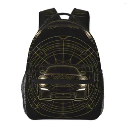 Backpack Classic Sports Car Youth Minimalist Art Astro Geometry Lightweight Backpacks Fun High School Bags Daily Custom Rucksack