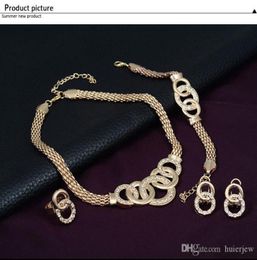 Bridesmaid Jewelry Set Chains Bracelet Like Indian African Dubai 18k Gold Jewelry Party Jewelry Sets9785686