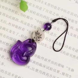 Keychains Fashionable And Luxurious Keychain Amethyst Nine -tailed Pendant Car Jewelry Accessories